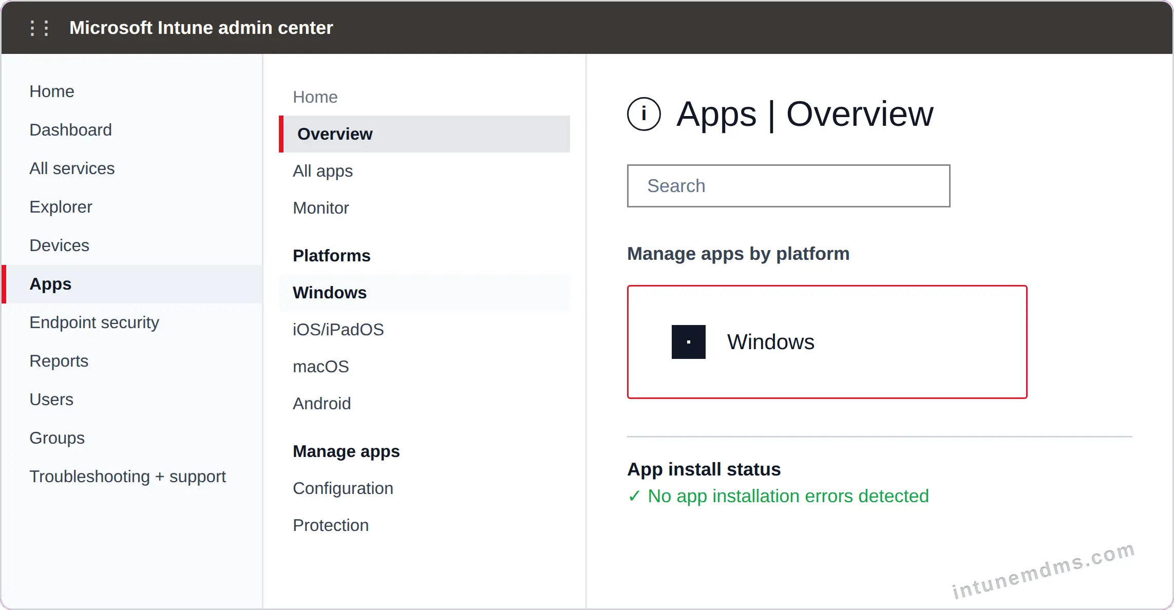 intunemdms-generated-appsoverview